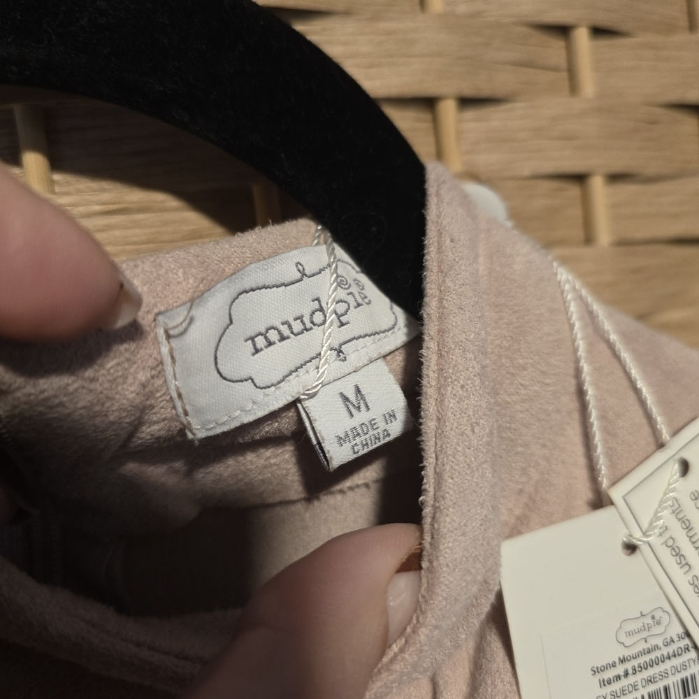 Mud Pie Carley faux suede dress in dusty rose with tiered ruffles - Picture 9 of 9